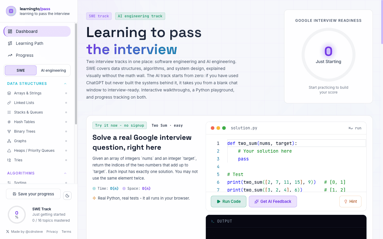 LearningTo homepage screenshot