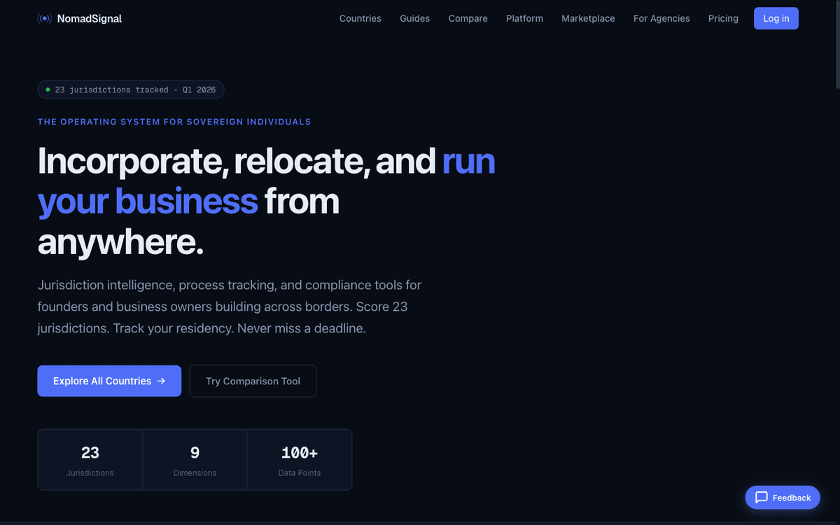 NomadSignal - jurisdiction intelligence for founders