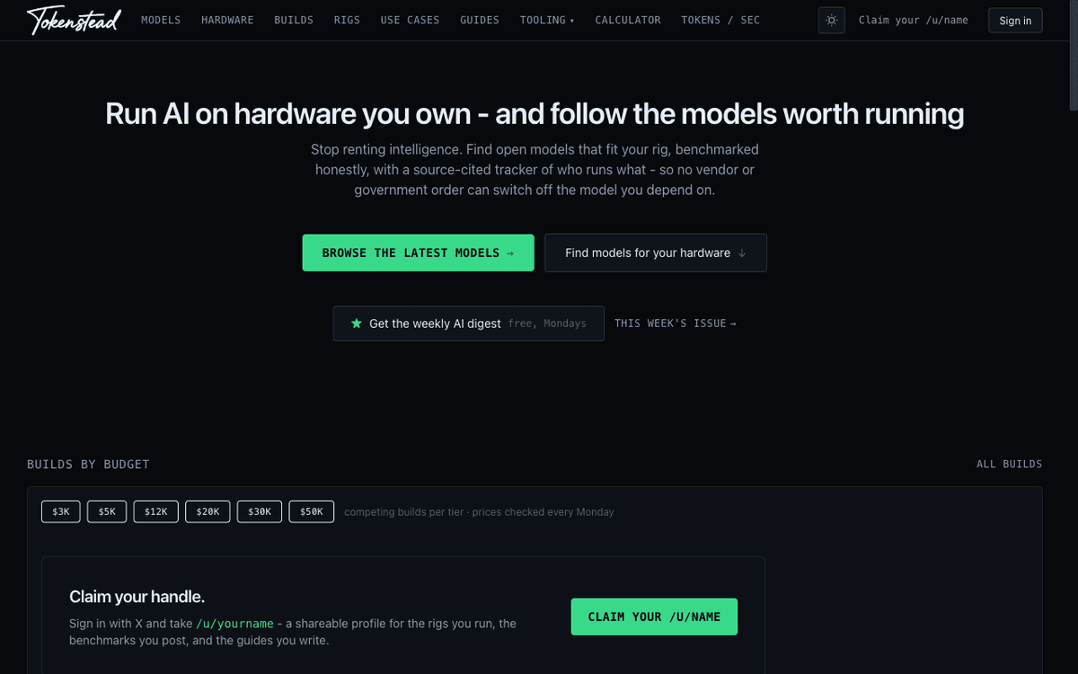 Tokenstead - open-source AI models and hardware