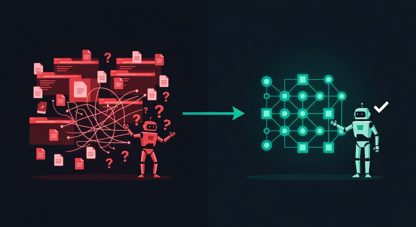 Before and after: chaotic exploration vs structured graph queries